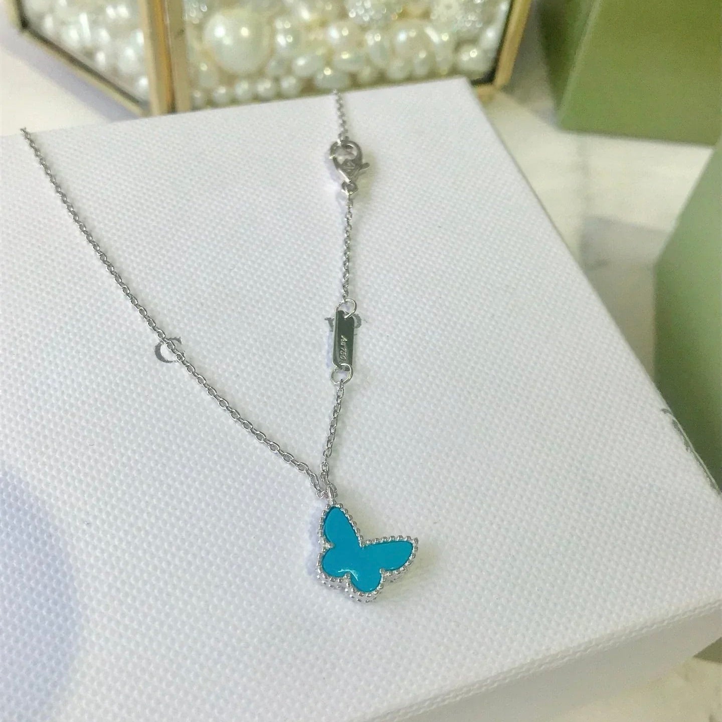 [Charm Aries Jewelry]BUTTERFLY TURQUOISE BUTTERFLY BRACELET SILVER