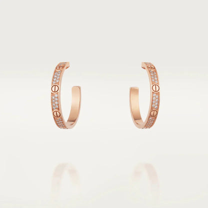 [Charm Aries Jewelry]LOVE DIAMOND PINK GOLD HOOP EARRINGS