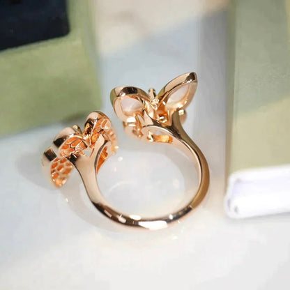 [Charm Aries Jewelry]TWIN BUTTERFLY DIAMOND MOP RING