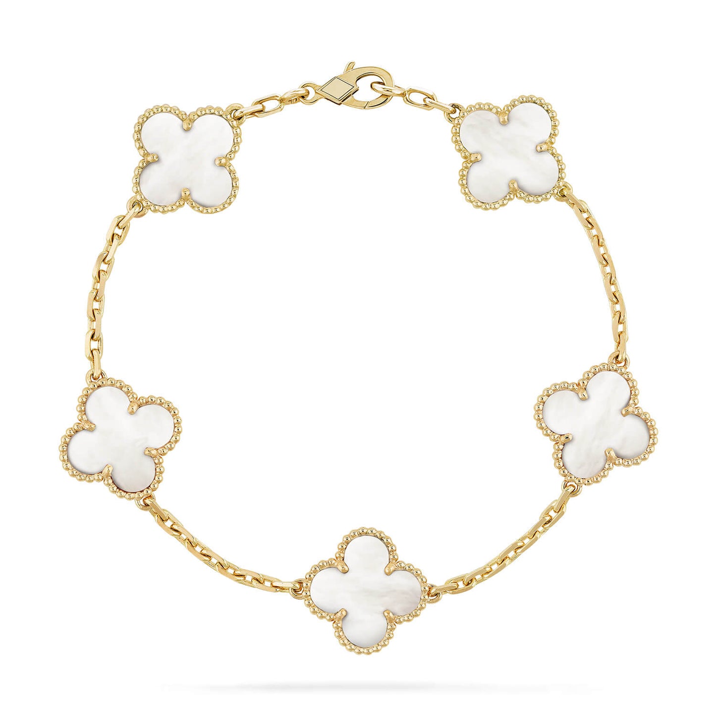 [Charm Aries Jewelry]CLOVER  5 MOTIF WHITE MOP BRACELET