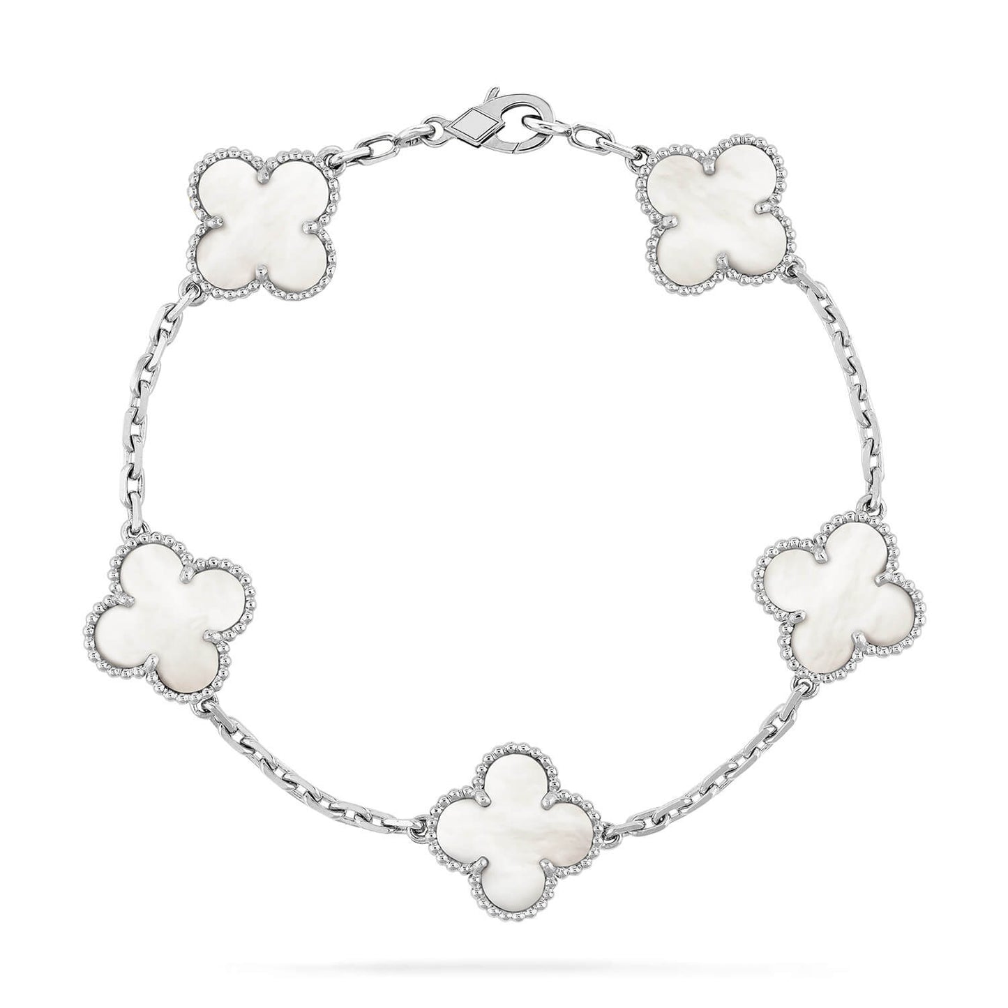 [Charm Aries Jewelry]CLOVER SILVER MOP 5 MOTIF BRACELET