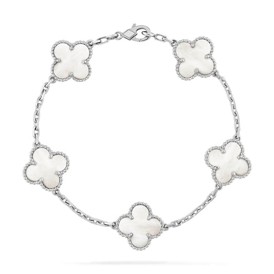 [Charm Aries Jewelry]CLOVER SILVER MOP 5 MOTIF BRACELET