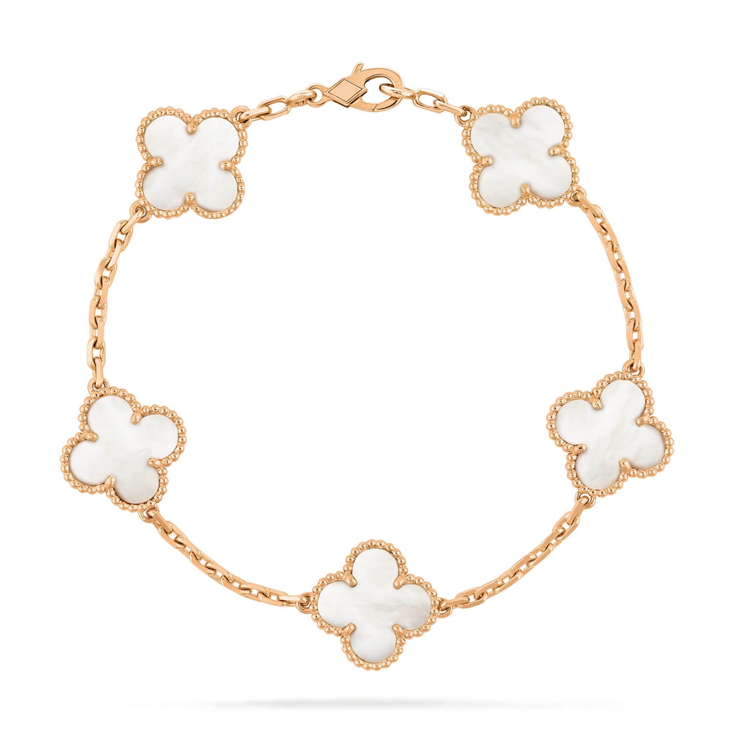[Charm Aries Jewelry]CLOVER  5 MOTIF WHITE MOP BRACELET
