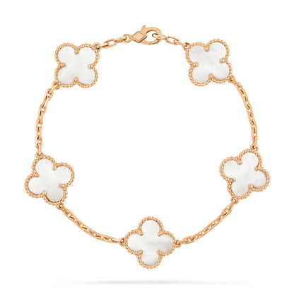 [Charm Aries Jewelry]CLOVER  5 MOTIF WHITE MOP BRACELET