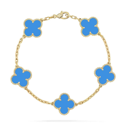 [Charm Aries Jewelry]CLOVER 5 MOTIFS BLUE AGATE BRACELET