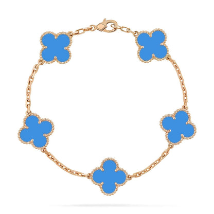 [Charm Aries Jewelry]CLOVER 5 MOTIFS BLUE AGATE BRACELET