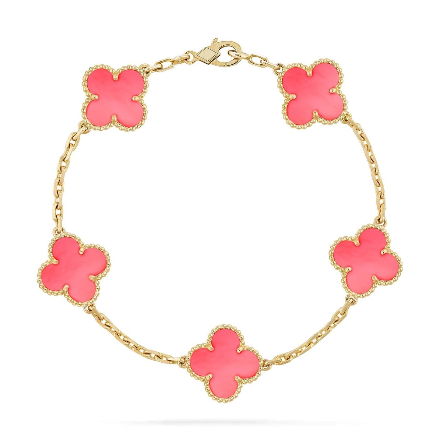 [Charm Aries Jewelry]CLOVER 5 PINK MOP BRACELET