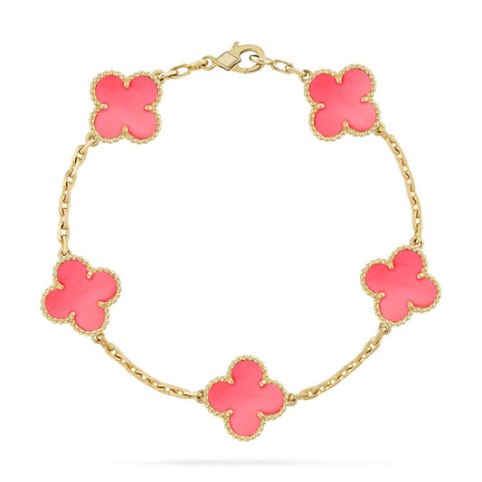 [Charm Aries Jewelry]CLOVER 5 PINK MOP BRACELET
