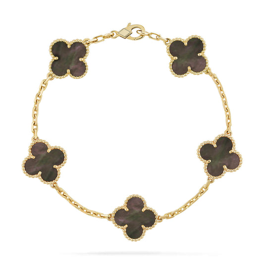 [Charm Aries Jewelry]CLOVER 5 MOTIF GRAY MOP  BRACELET