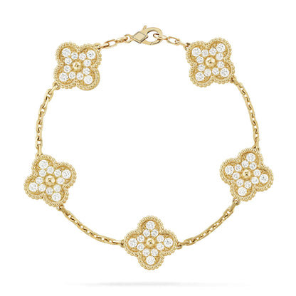 [Charm Aries Jewelry]CLOVER 5 MOTIFS  FULL DIAMOND BRACELET