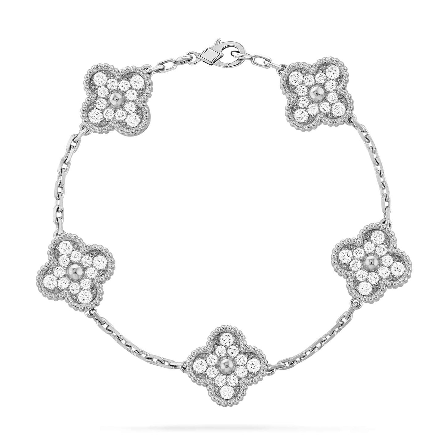 [Charm Aries Jewelry]CLOVER 5 MOTIFS  DIAMOND BRACELET SILVER