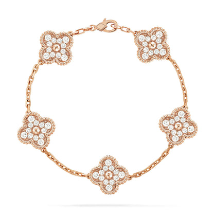 [Charm Aries Jewelry]CLOVER 5 MOTIFS  FULL DIAMOND BRACELET