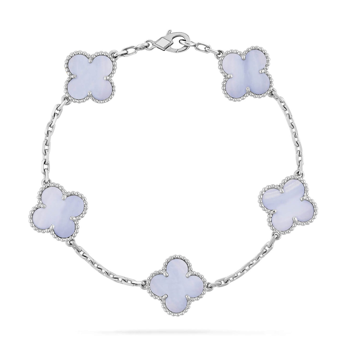 [Charm Aries Jewelry]CLOVER  5 MOTIF PURPLE CHALCEDONY BRACELET SILVER
