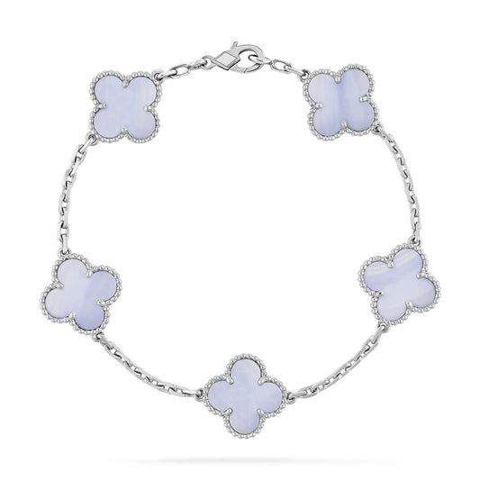 [Charm Aries Jewelry]CLOVER  5 MOTIF PURPLE CHALCEDONY BRACELET SILVER