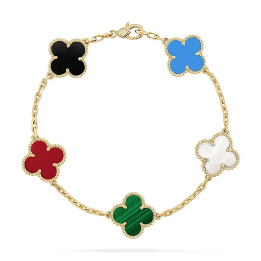 [Charm Aries Jewelry]CLOVER 5 MOTIFS MULTICOLOR  BRACELET