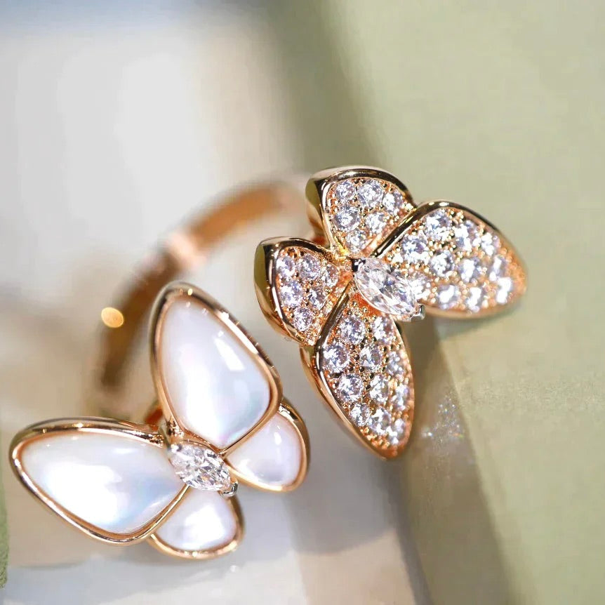 [Charm Aries Jewelry]TWIN BUTTERFLY DIAMOND MOP RING