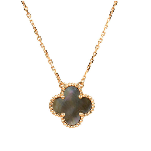 [Charm Aries Jewelry]CLOVER 15MM  GRAY MOTHER OF PEARL NECKLACE