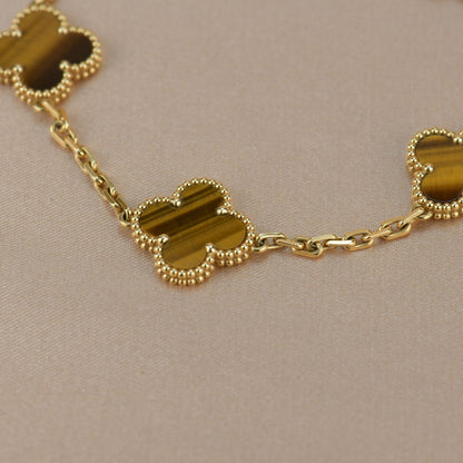 [Charm Aries Jewelry]CLOVER  5 MOTIFS TIGER EYE BRACELET
