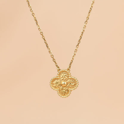 [Charm Aries Jewelry]CLOVER 15MM  BRONZING NECKLACE