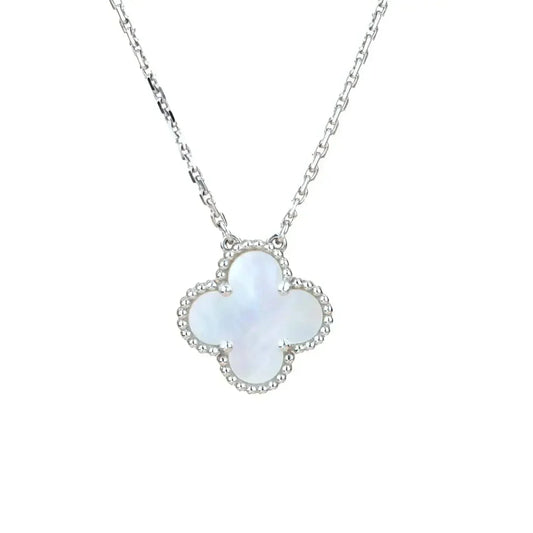 [Charm Aries Jewelry]CLOVER  15MM WHITE MOTHER-OF-PEARL SILVER