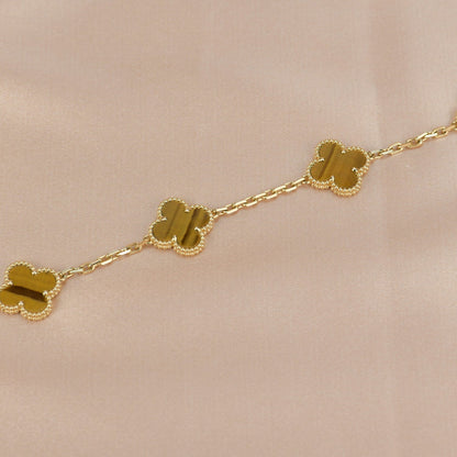 [Charm Aries Jewelry]CLOVER  5 MOTIFS TIGER EYE BRACELET