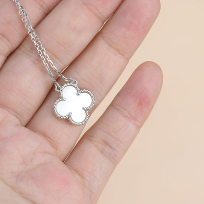 [Charm Aries Jewelry]CLOVER  15MM WHITE MOTHER-OF-PEARL SILVER