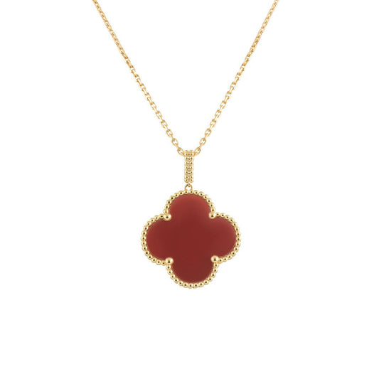 [Charm Aries Jewelry]CLOVER 25MM NECKLACE GOLD CARNELIAN