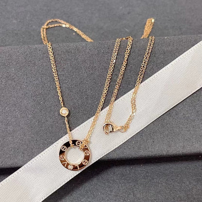 [Charm Aries Jewelry]LOVE NECKLACE 16MM 2 DIAMONDS