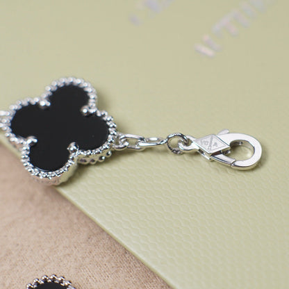 [Charm Aries Jewelry]CLOVER 5 MOTIF ONYXS  BRACELET SILVER