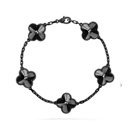 [Charm Aries Jewelry]CLOVER 5 MOTIF BLACK BRACELET