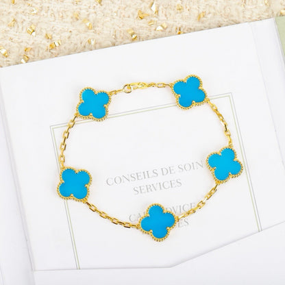 [Charm Aries Jewelry]CLOVER 5 MOTIFS TURQUOISE BRACELET