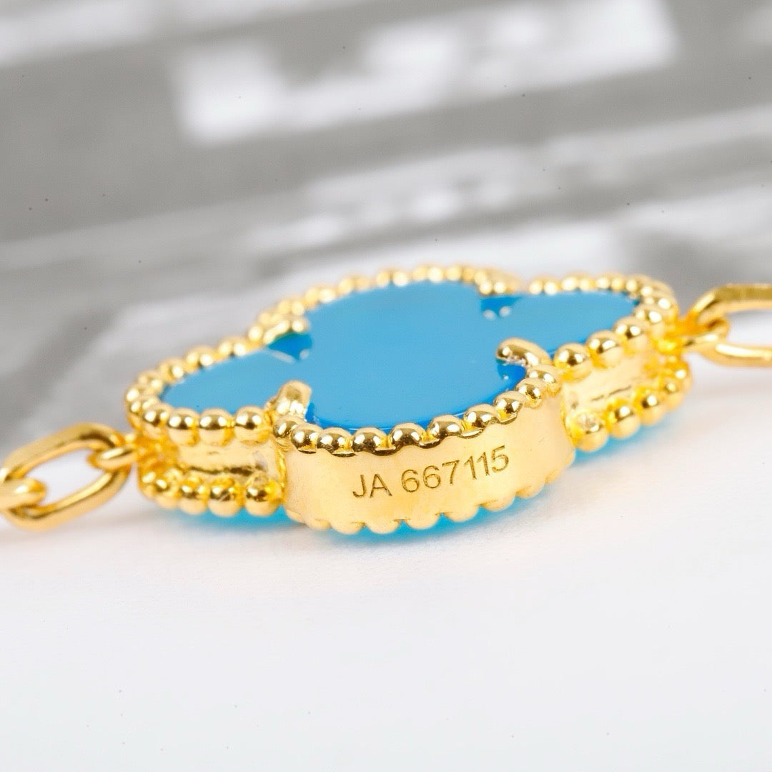 [Charm Aries Jewelry]CLOVER 5 MOTIFS TURQUOISE BRACELET