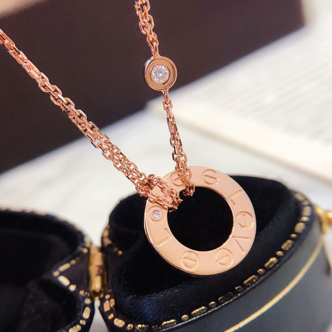 [Charm Aries Jewelry]LOVE NECKLACE 16MM 2 DIAMONDS