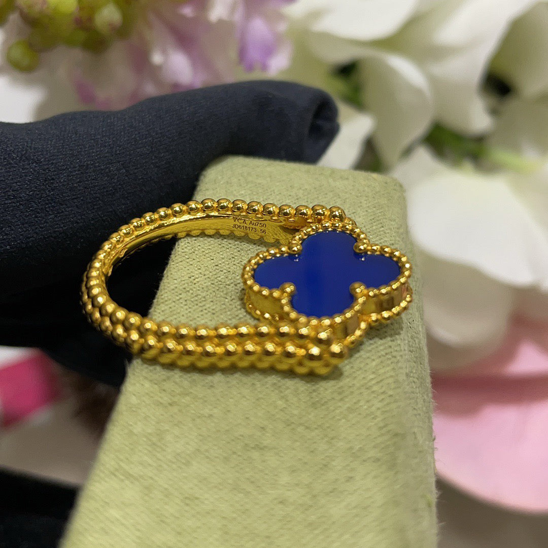 [Charm Aries Jewelry]CLOVER RIVERSIBLE BLUE AGATE RING