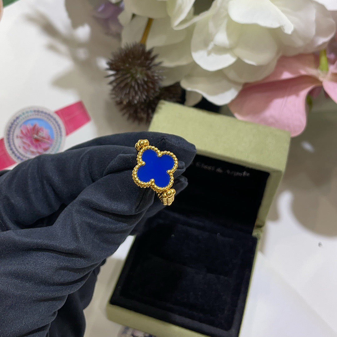 [Charm Aries Jewelry]CLOVER RIVERSIBLE BLUE AGATE RING