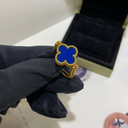 [Charm Aries Jewelry]CLOVER RIVERSIBLE BLUE AGATE RING