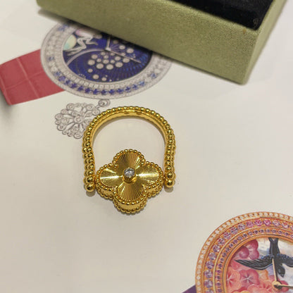 [Charm Aries Jewelry]CLOVER RIVERSIBLE BLUE AGATE RING
