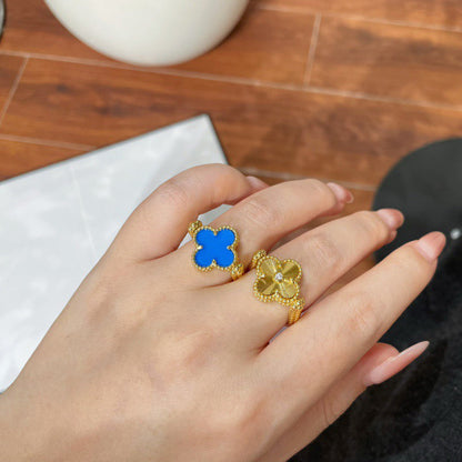 [Charm Aries Jewelry]CLOVER RIVERSIBLE BLUE AGATE RING