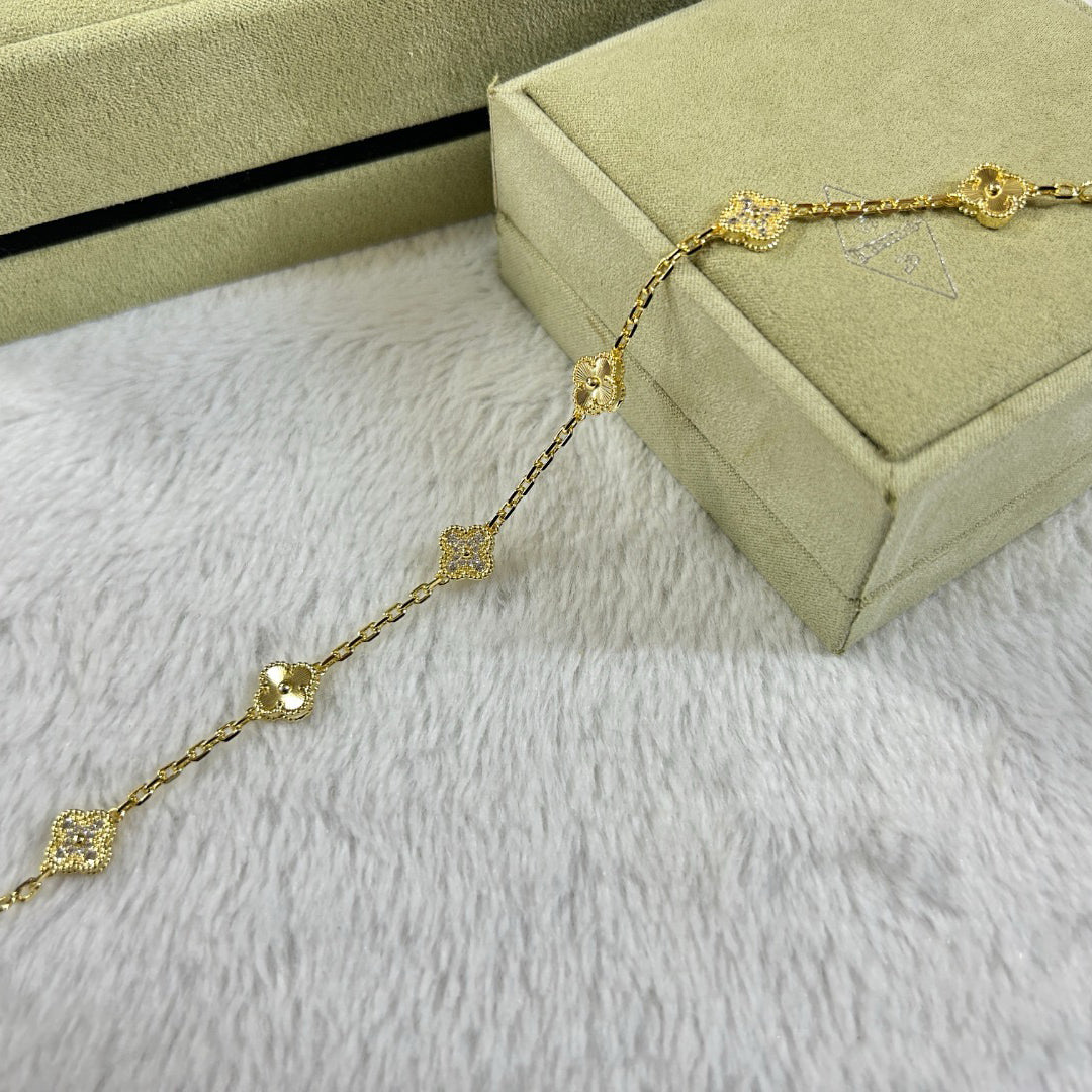 [Charm Aries Jewelry]CLOVER 6 MOTIF DIAMOND LASER BRACELET