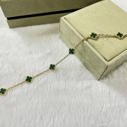 [Charm Aries Jewelry]CLOVER 6 MOTIF MALACHITE BRACELET
