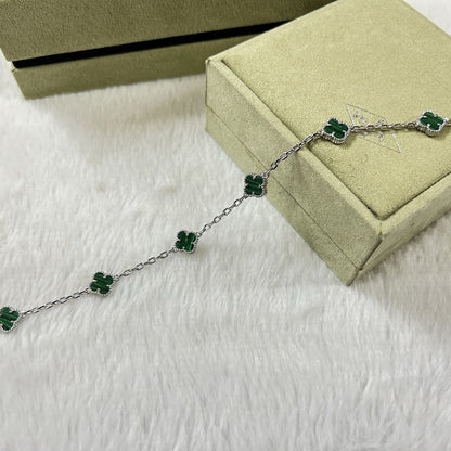 [Charm Aries Jewelry]CLOVER 6 MOTIF MALACHITE BRACELET