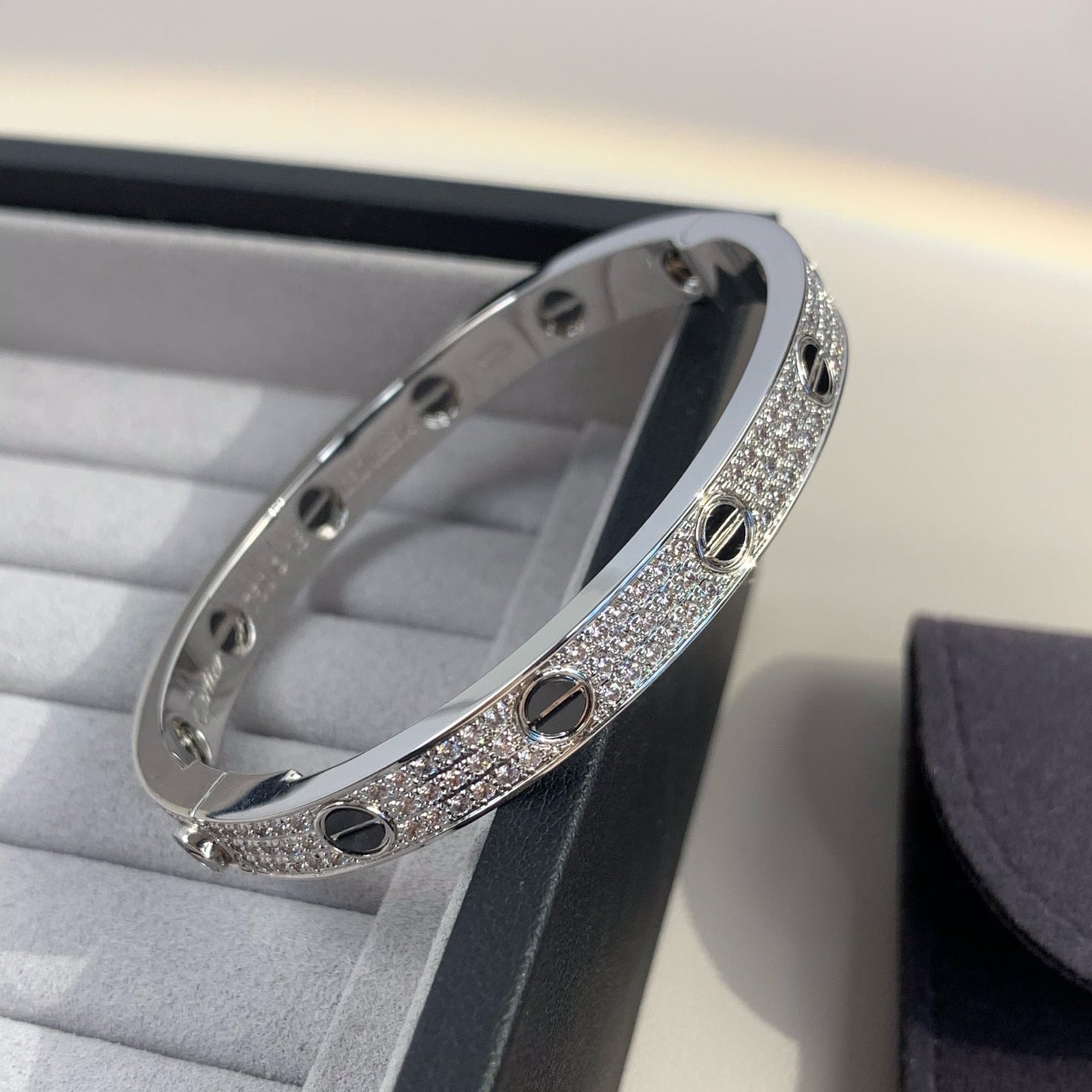 [Charm Aries Jewelry]LOVE BRACELET 6.1MM DIAMOND-PAVED CERAMIC