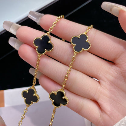 [Charm Aries Jewelry]CLOVERS THE 10-MOTIFS ONYX NECKLACE