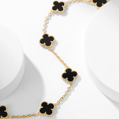 [Charm Aries Jewelry]CLOVERS THE 10-MOTIFS ONYX NECKLACE