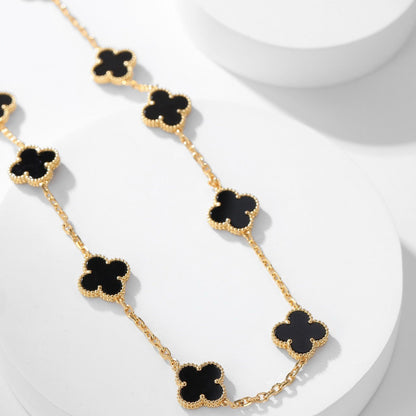 [Charm Aries Jewelry]CLOVERS THE 10-MOTIFS ONYX NECKLACE