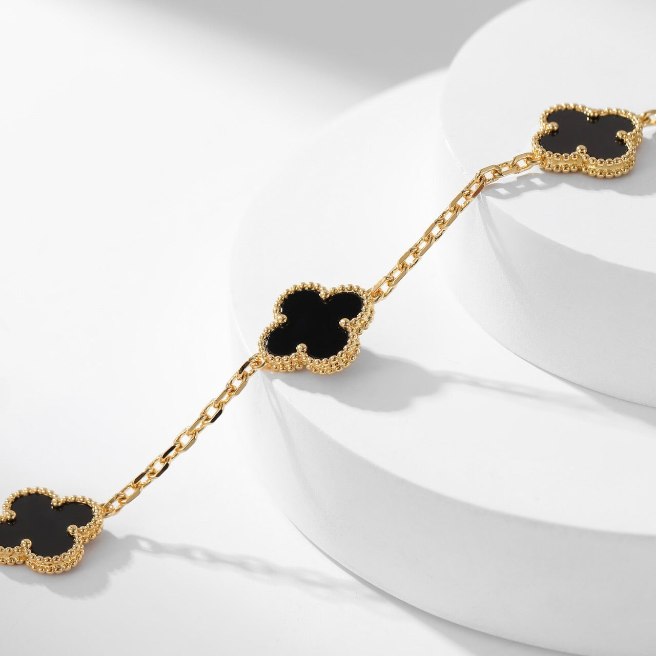 [Charm Aries Jewelry]CLOVERS THE 10-MOTIFS ONYX NECKLACE
