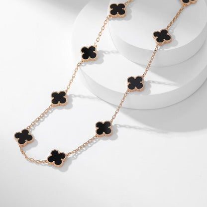 [Charm Aries Jewelry]CLOVERS THE 10-MOTIFS ONYX NECKLACE