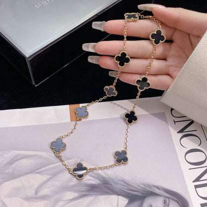 [Charm Aries Jewelry]CLOVERS THE 10-MOTIFS ONYX NECKLACE