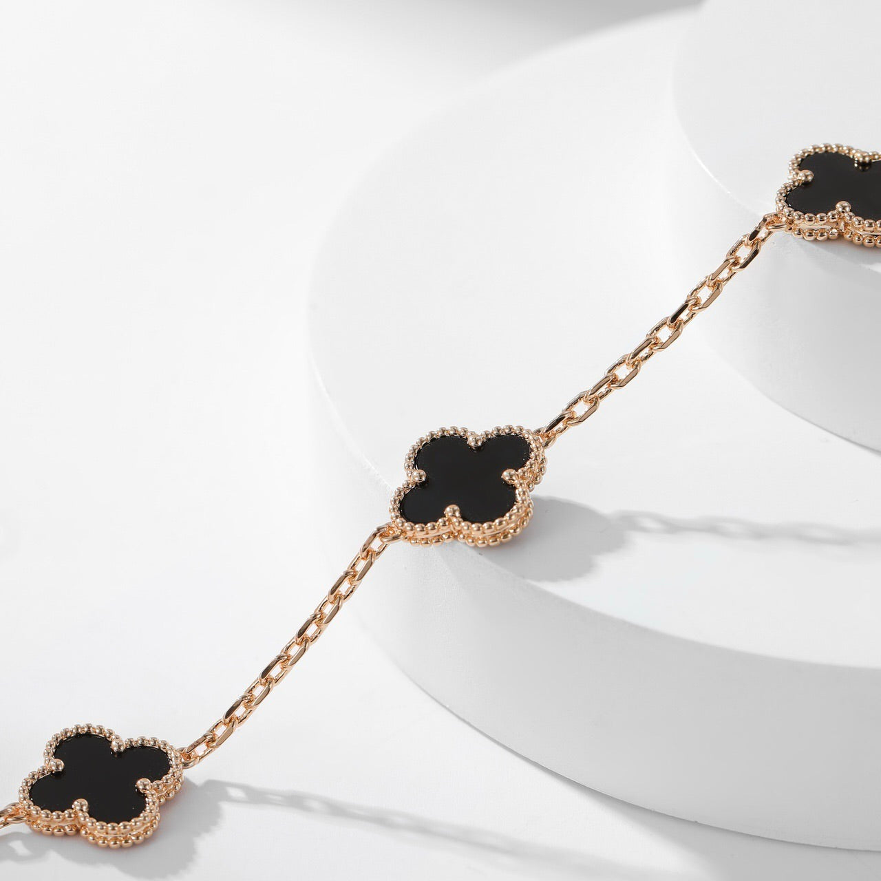[Charm Aries Jewelry]CLOVERS THE 10-MOTIFS ONYX NECKLACE
