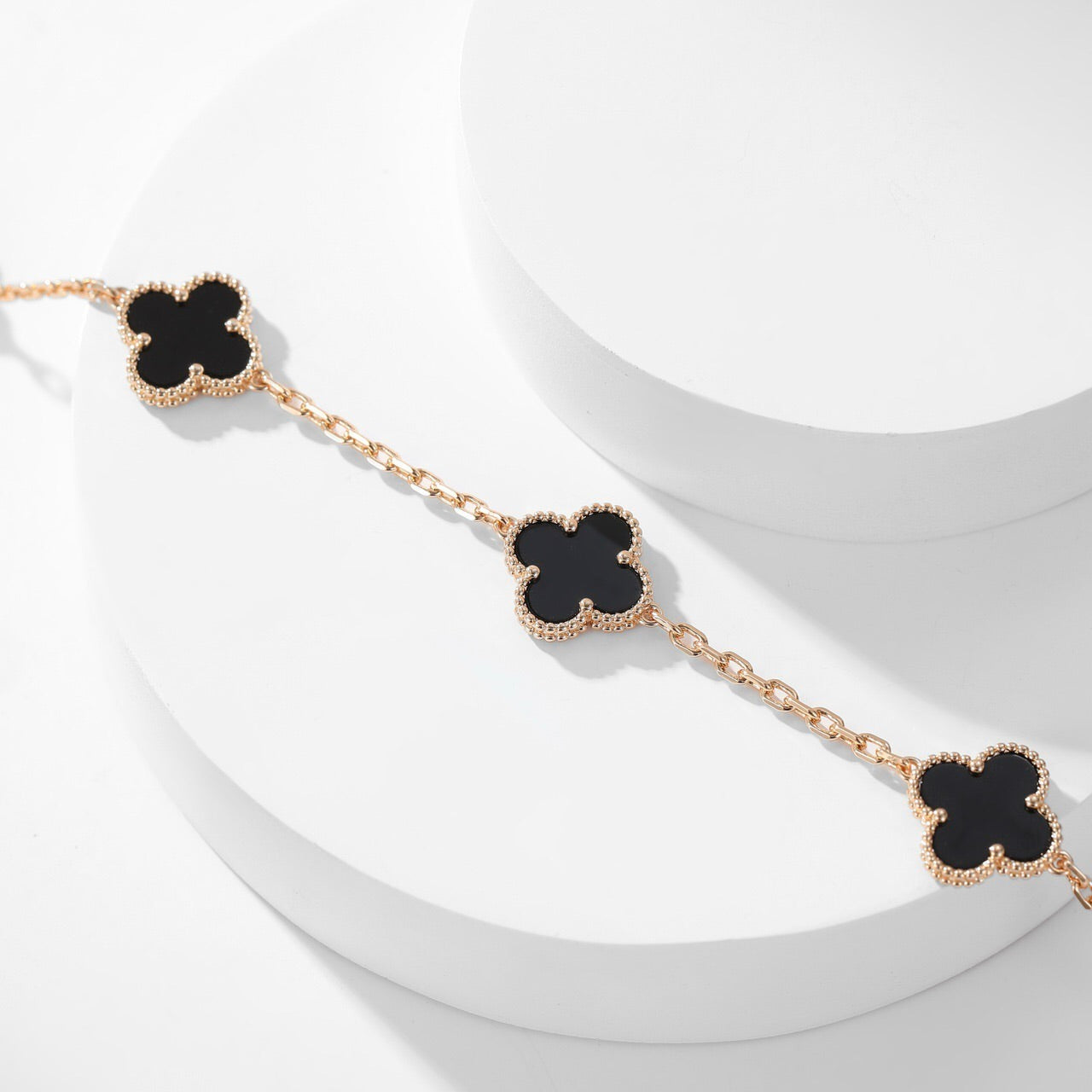 [Charm Aries Jewelry]CLOVERS THE 10-MOTIFS ONYX NECKLACE